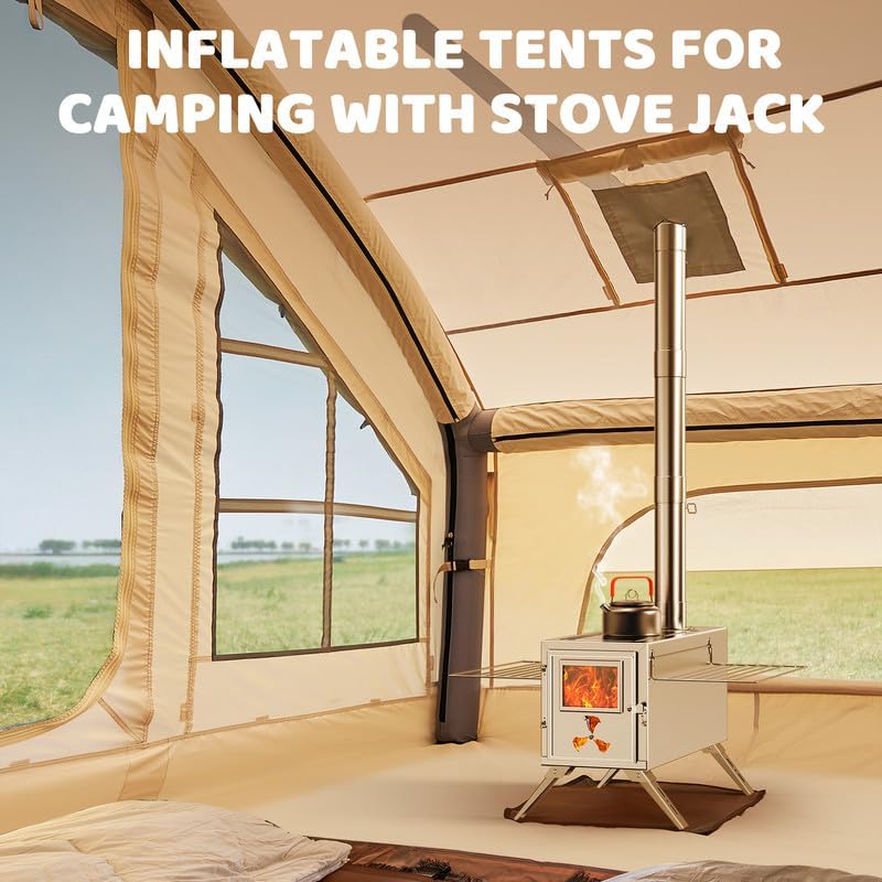 Tienda Inflable para Camping, Tienda Oxford 4-6 Personas, Con Chimenea