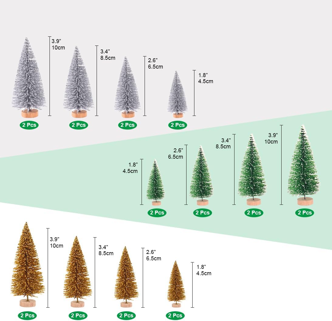 Árbol de Navidad Miniatura de Mesa, Decoración 24pcs