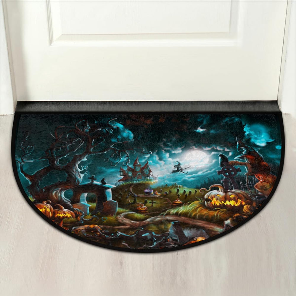Felpudo Semicircular Halloween, Absorbente y Lavable, Modelo 2023