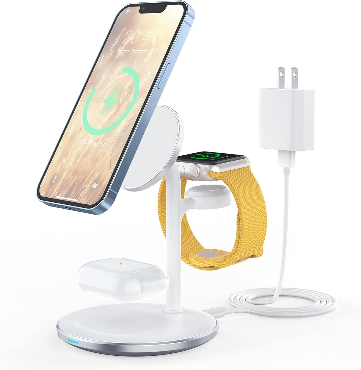 Cargador o Estación de carga inalámbrica 3 en 1 blanco