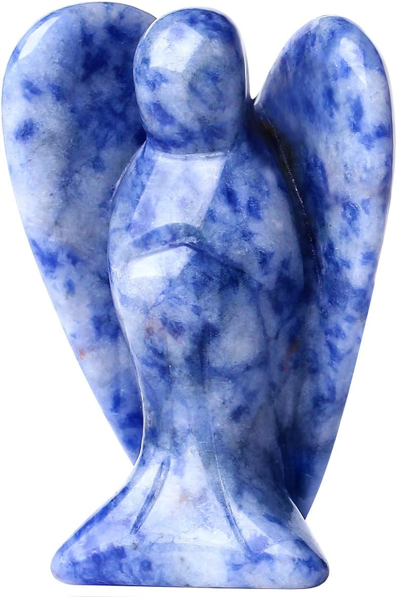 QINJIEJIE Cristales de sodalita azul y blanco, decoración