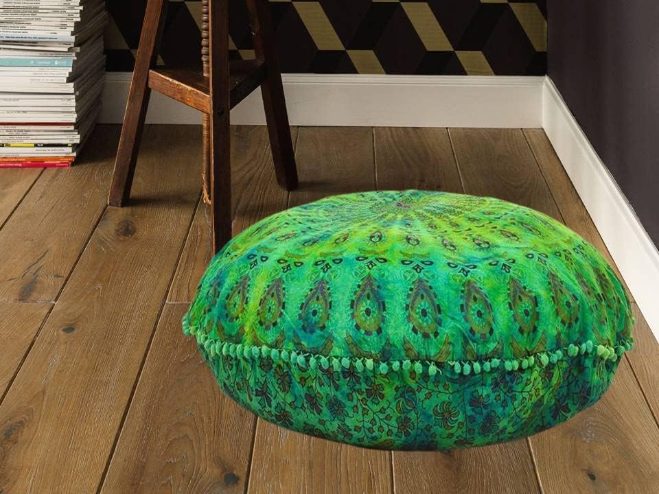 Funda bohemia para cojín, de 32 pulgadas, con diseño de mandala, para meditación, decorativa, otomana, grande, para exteriores, decoración del hogar, decoración de arte en el hogar, redonda, con pompones de algodón, cómoda