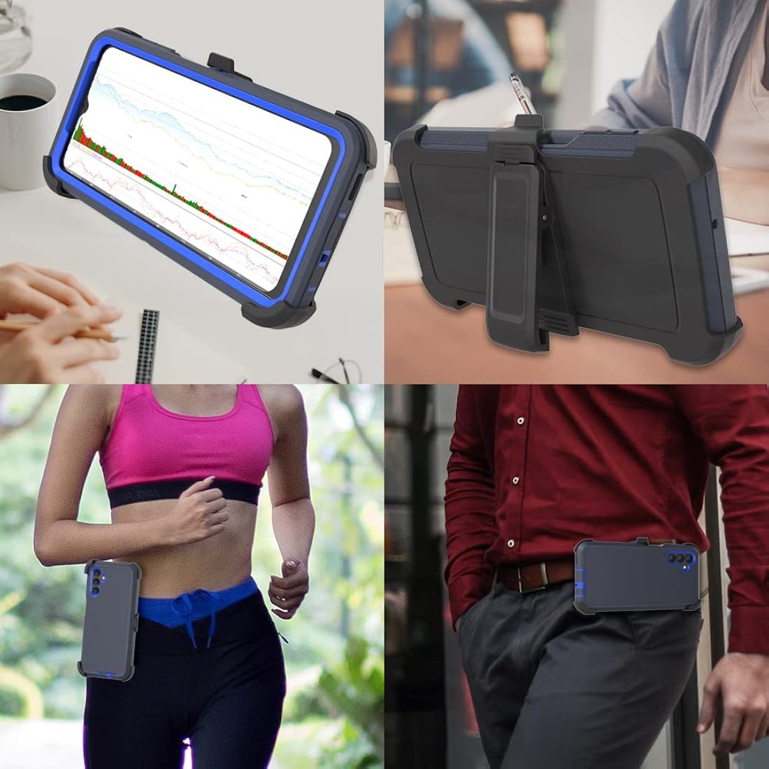 Funda compatible con Samsung Galaxy A13 5G (no compatible con A13 4G), con clip de cinturón, resistente a prueba de golpes, protección de cuerpo completo, funda para Samsung Galaxy A13 5G (verde azulado + azul claro)