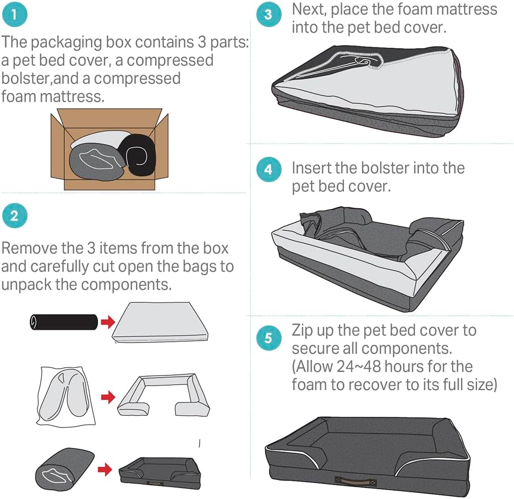 Cama ortopédica para perros Friends Forever, espuma viscoelástica, 35x25x6.5