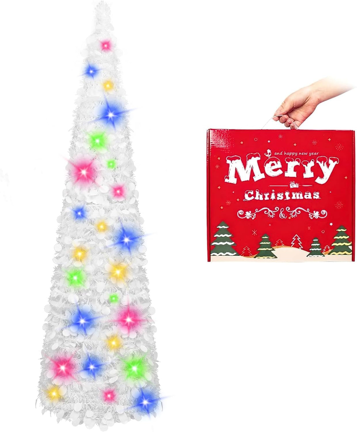 Árbol de Navidad MACTING 5ft con luces, fácil montaje