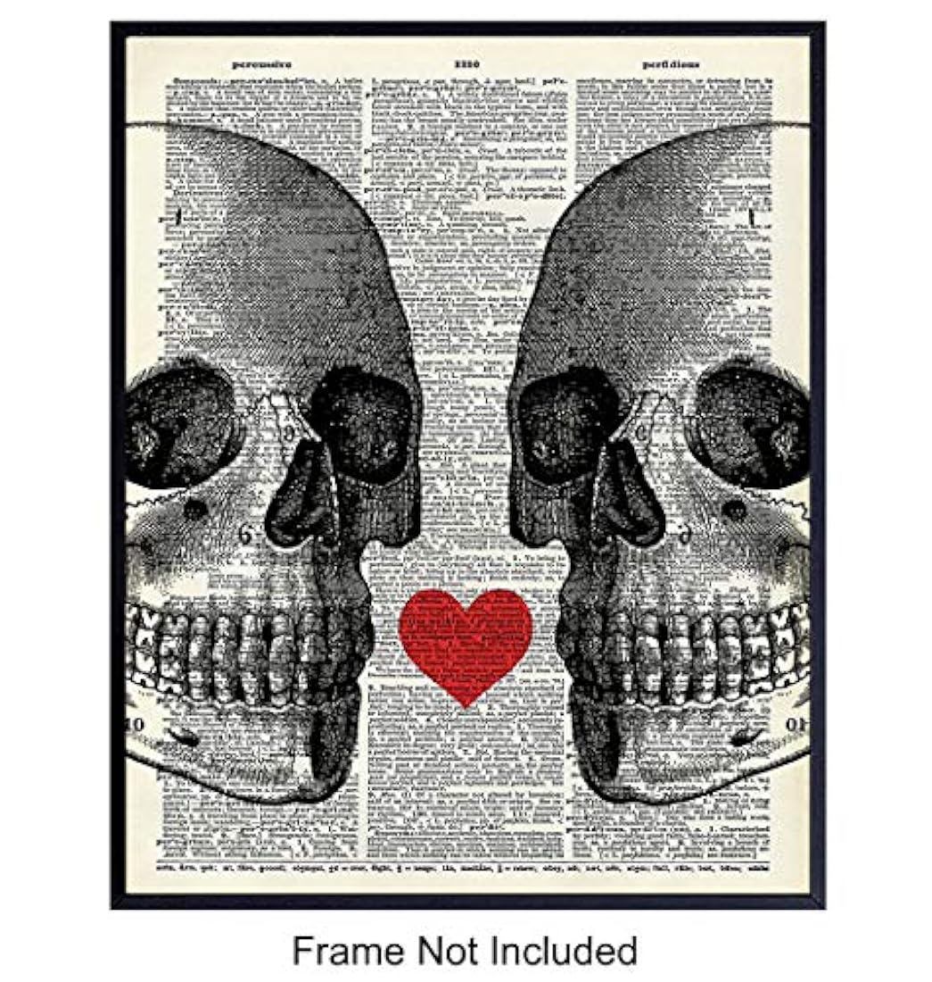 Decoración de pared de Corazón y calaveras 8x10 Sentimental