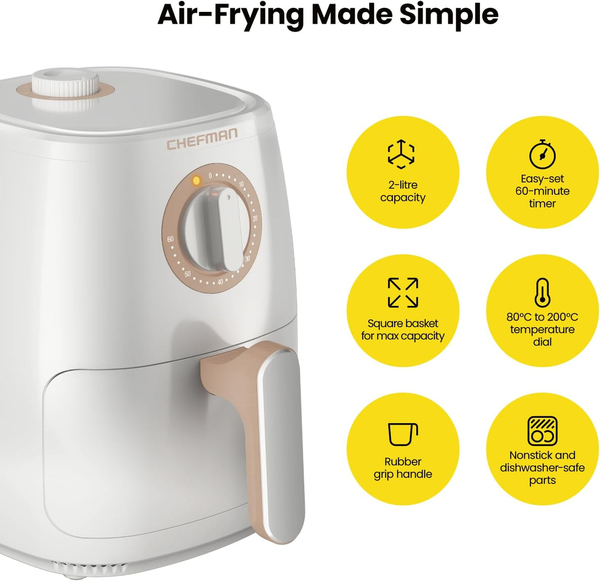 Freidora de Aire Chefman TurboFry 2qt, Saludable, Timer 60min