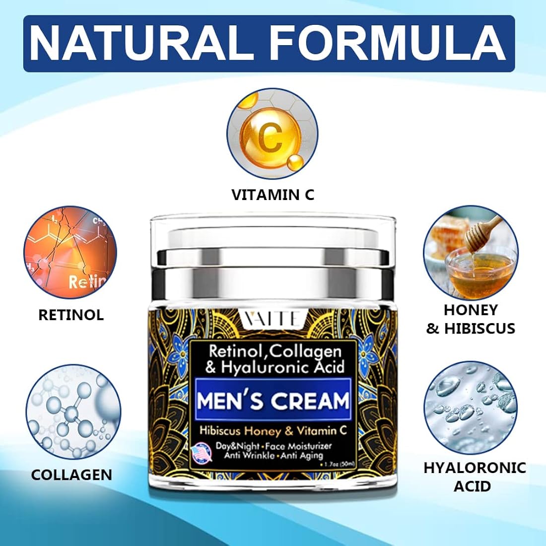 Hidratante facial para hombre con colágeno y retinol VAITE