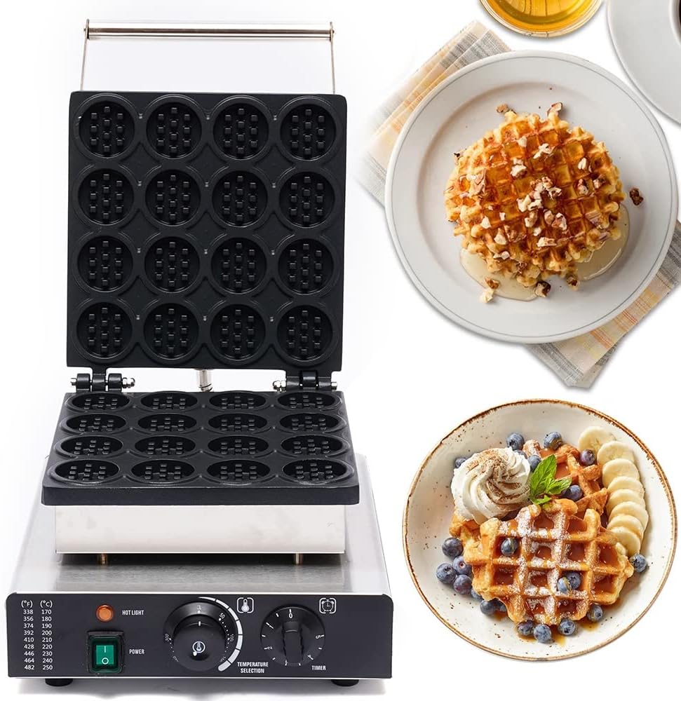 Máquina de Waffles Comercial, Electric, 16 Rejillas, 1750W, 110V