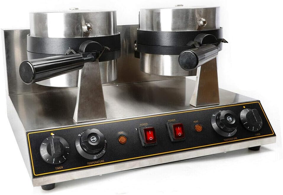 Máquina de Waffles Doble Cabeza 2600W Acero Inoxidable