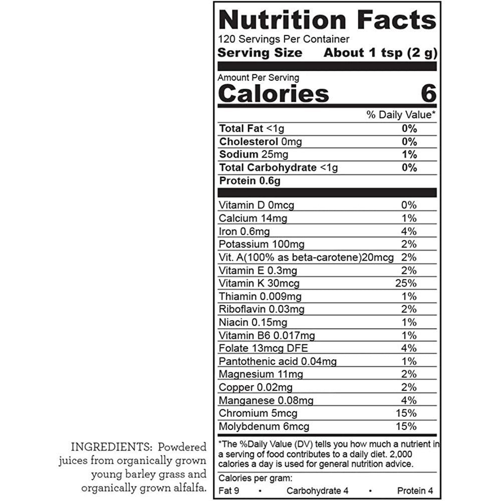 Suplemento fórmula vegana Jugo de hierba de cebada 120 por