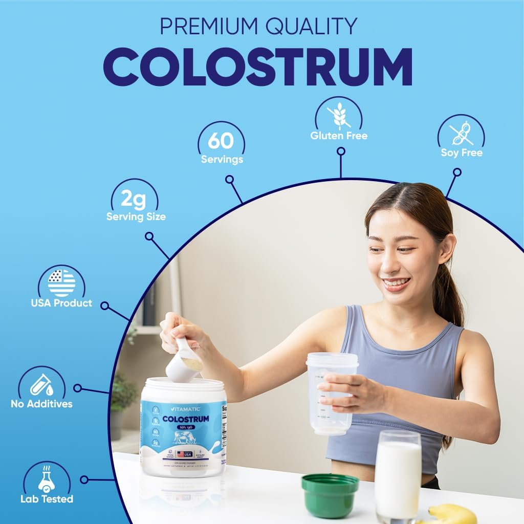 Vitamatic Polvo de Calostro Bovino 50% IgG - 60 Porciones