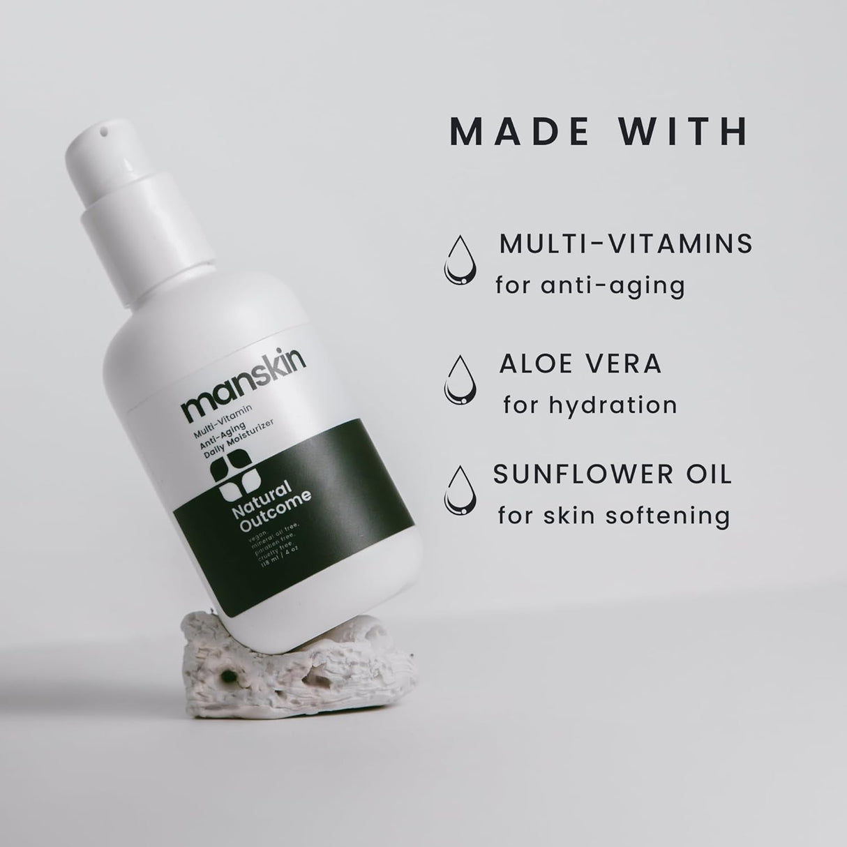 Crema humectante natural outcome para la piel del hombre