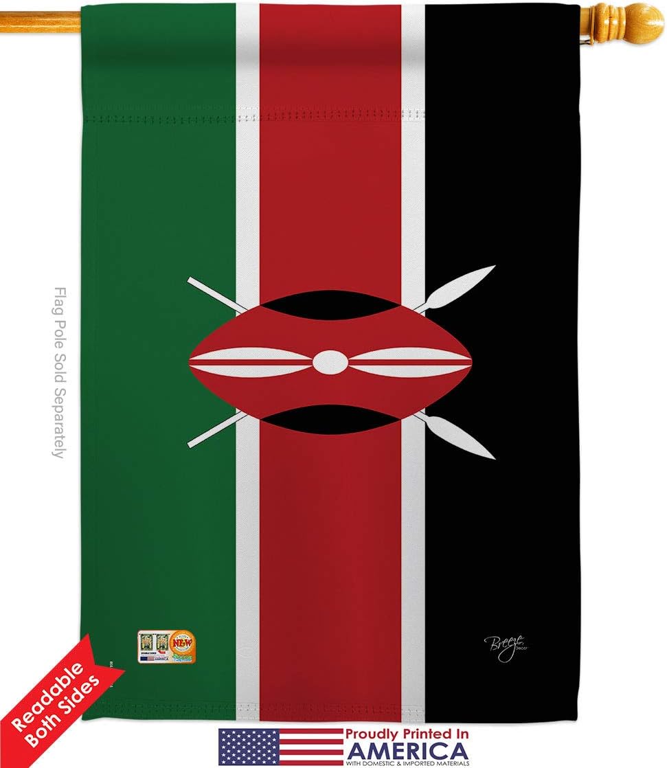 Breeze Decor HG108242 Banderas de Kenia de la Nacionalidad Mundial Impresiones Casa Vertical Decorativa 28 X 40 Jardín 13 18.5 Bandera de Doble Cara Colección