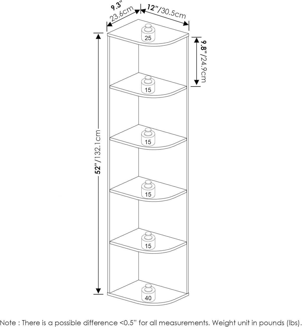 Estantería esquinera abierta de 5 niveles - Modelo Pasir