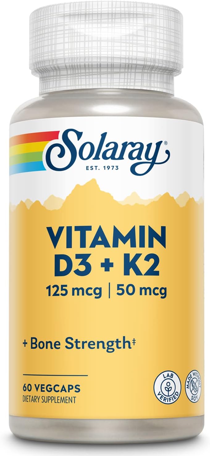 SOLARAY Vitamina D3 K2 Suplemento para Huesos y Corazón
