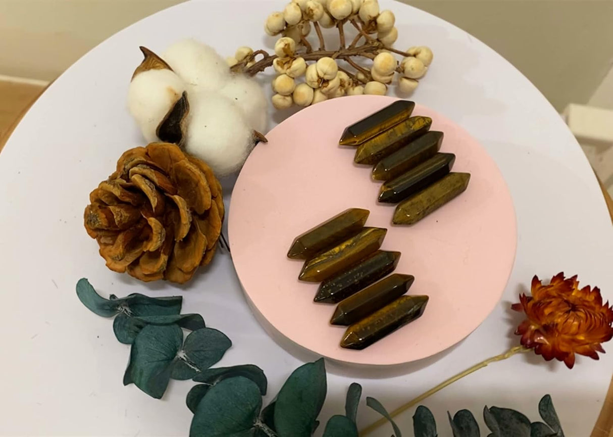 Varitas de Cristales de Ojo de Tigre para Meditación y Reiki