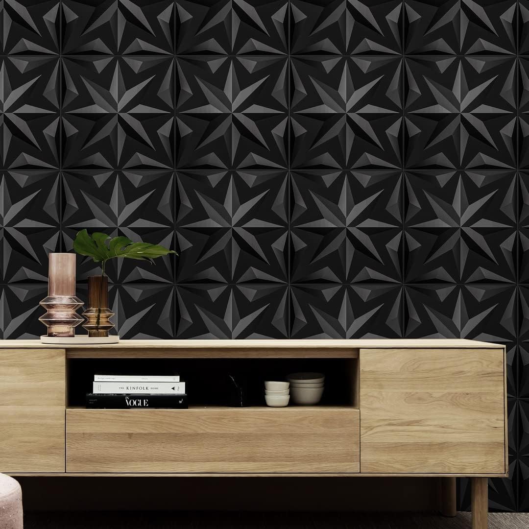 Paneles decorativos de pared 3D con diseño de pétalos negros