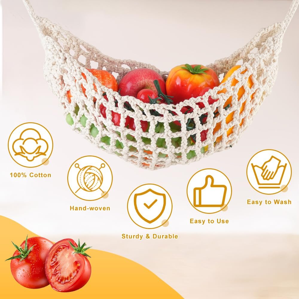 Hamaca para frutas, marca desconocida, 4 ganchos, modelo neto.