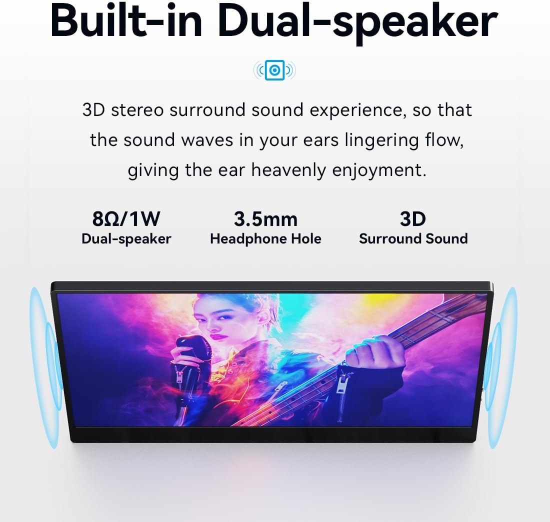 Monitor portátil AYY 15 FHD 1080P USB C HDMI, soporte incluido