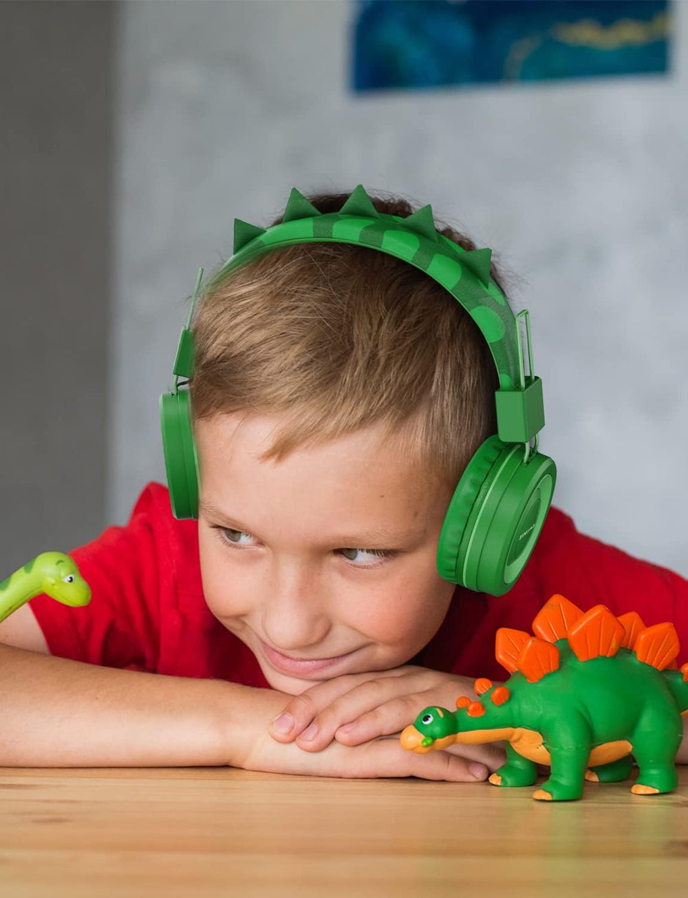 Auriculares de dinosaurio para niños con micrófono