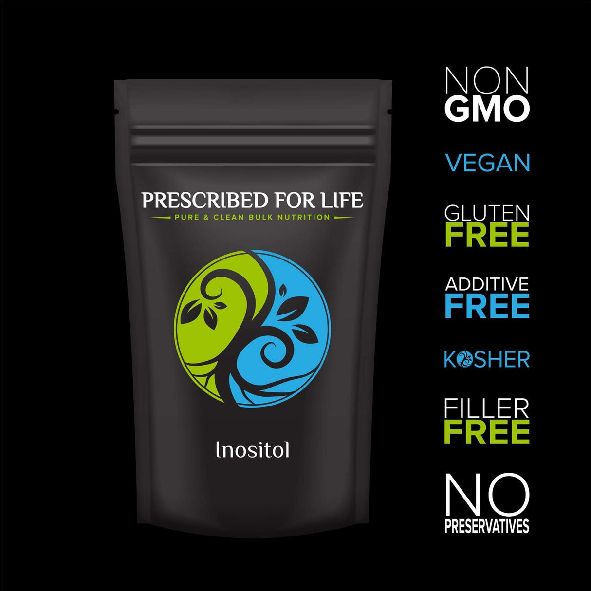 Inositol en polvo Prescribed For Life, Vegano, Sin Gluten, 12oz