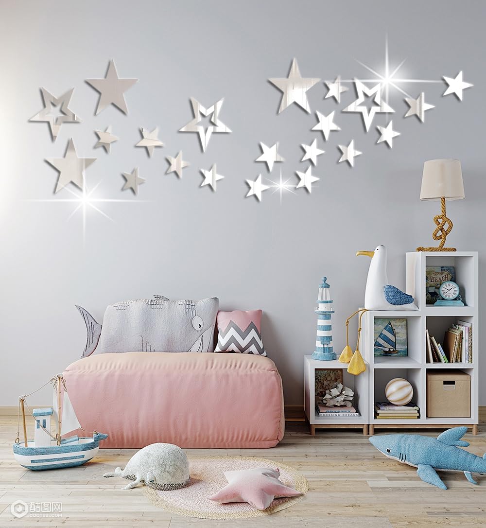 Pegatinas de Estrellas Acrílicas para Pared, 26 Pcs, Decoración
