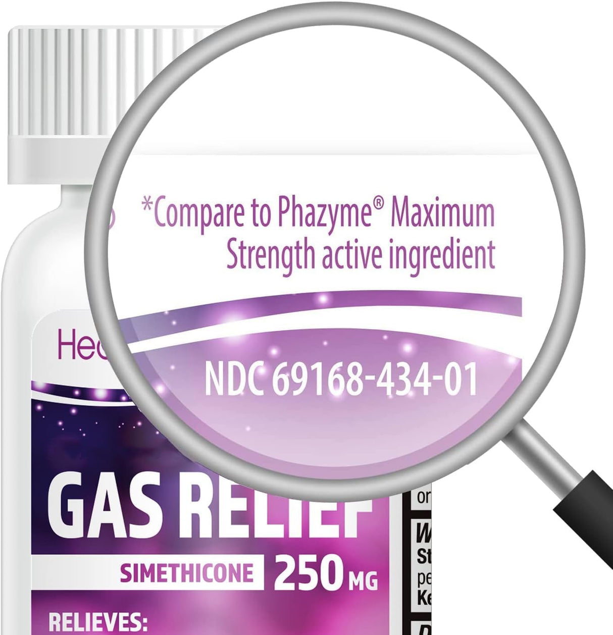 HealthA2Z® Gas Relief Simethicone 250mg | Alivio Rápido de Gases | 100 Cápsulas