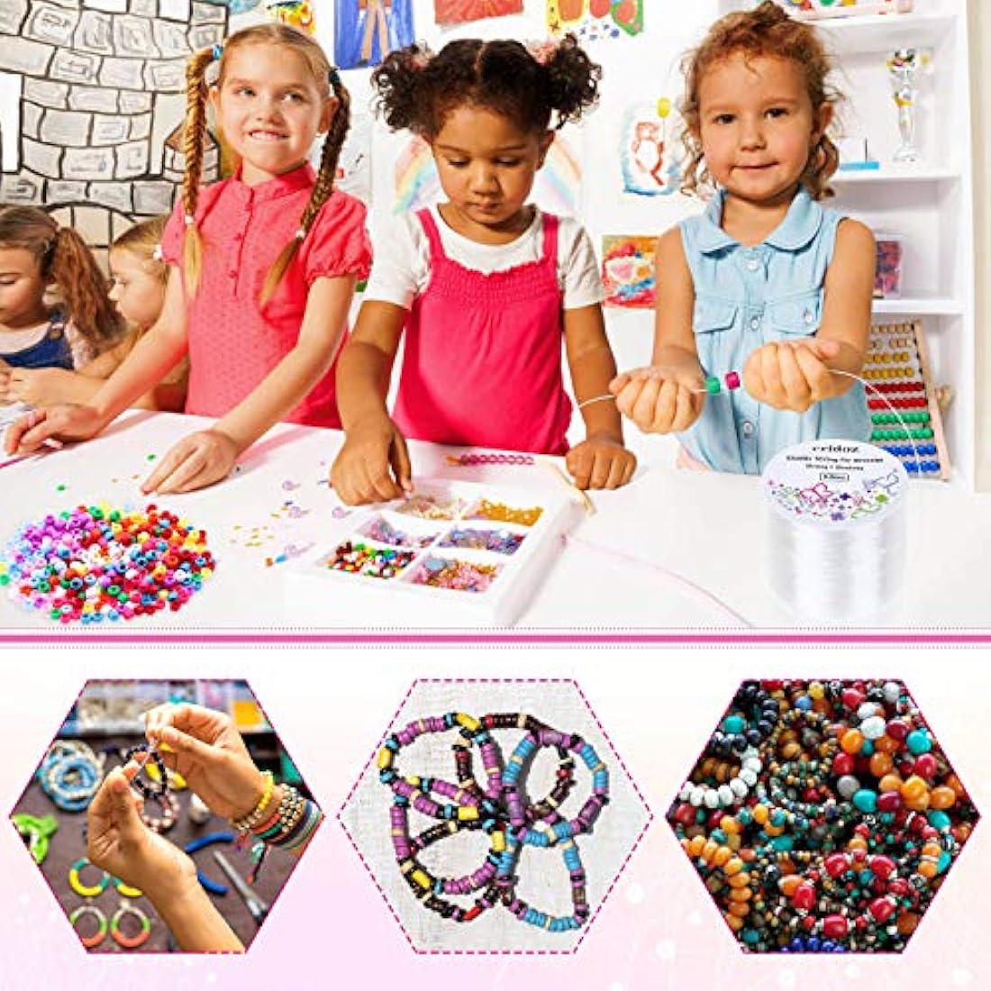 Cridoz - Cuerda elástica para pulseras con agujas de cuentas