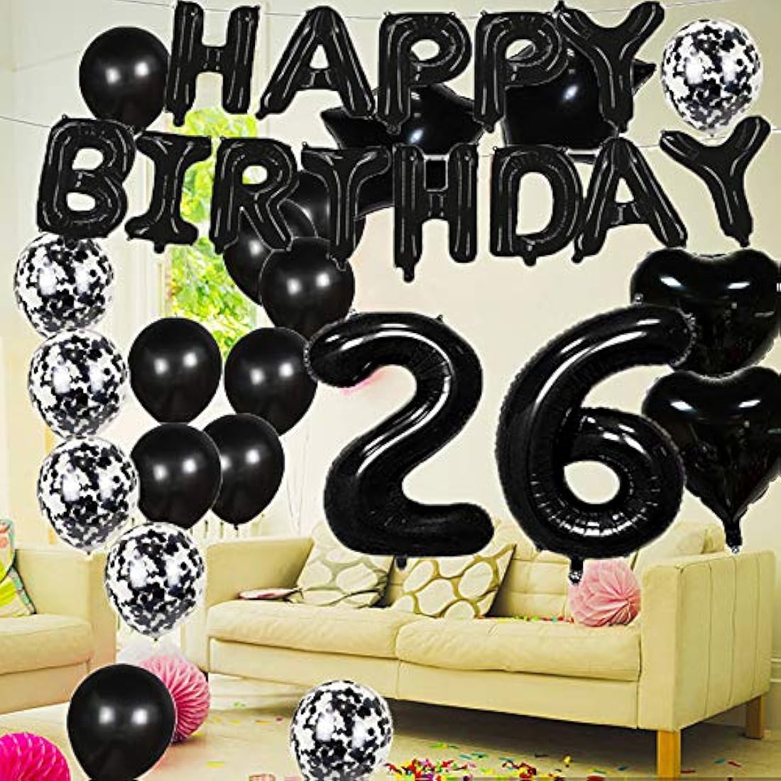 Suministros para fiestas, Globos negros con el número 26