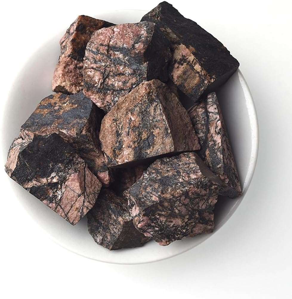 Cristales de Rodonita Crudos, Piedras Naturales para Decoración