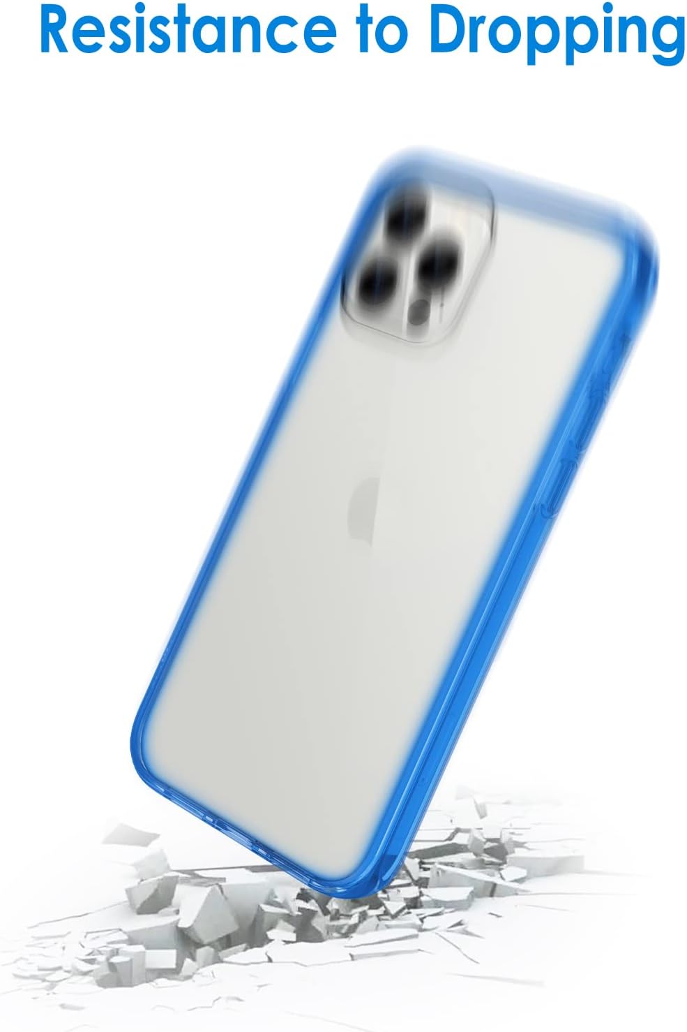 JETech Funda para iPhone 12/12 Pro de 6.1 pulgadas, a prueba de golpes, parte trasera transparente antiarañazos (azul)