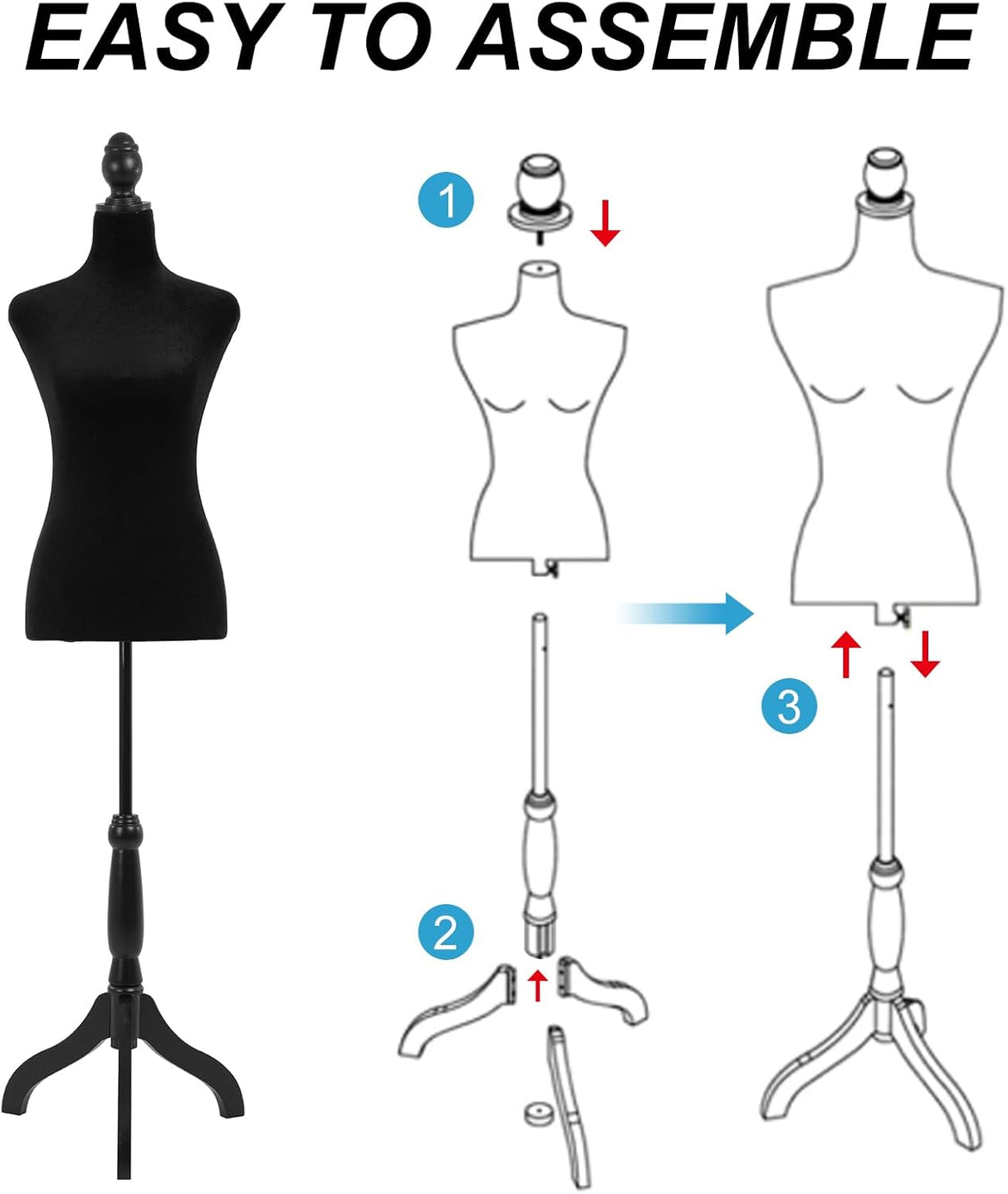 Maniquí Torso Ajustable BLKMTY para Costura y Exhibición 49-63