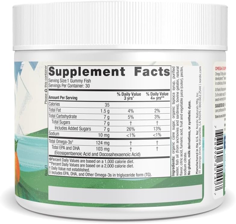 Nordic Naturals Omega-3 Gummy Fish, 30 Masticables
