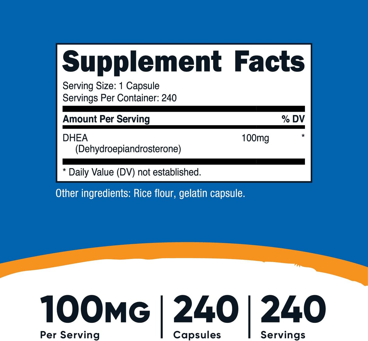 DHEA 100 240 cápsulas sin gluten sin soja