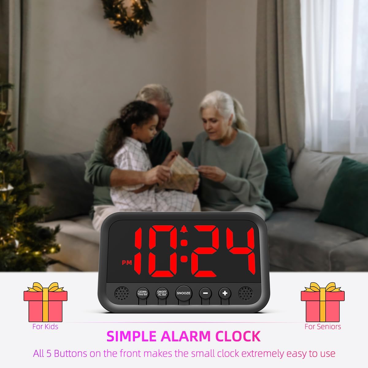 Reloj Digital LED Pequeño con Alarma Fuerte y Ajustes