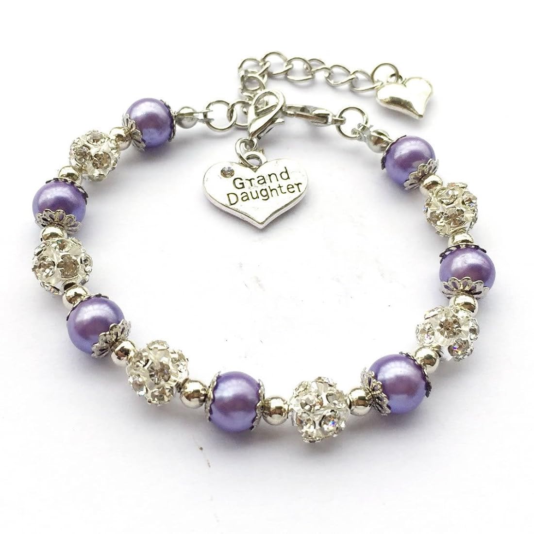 Pulsera de perlas de imitación púrpura Pulsera de nieta
