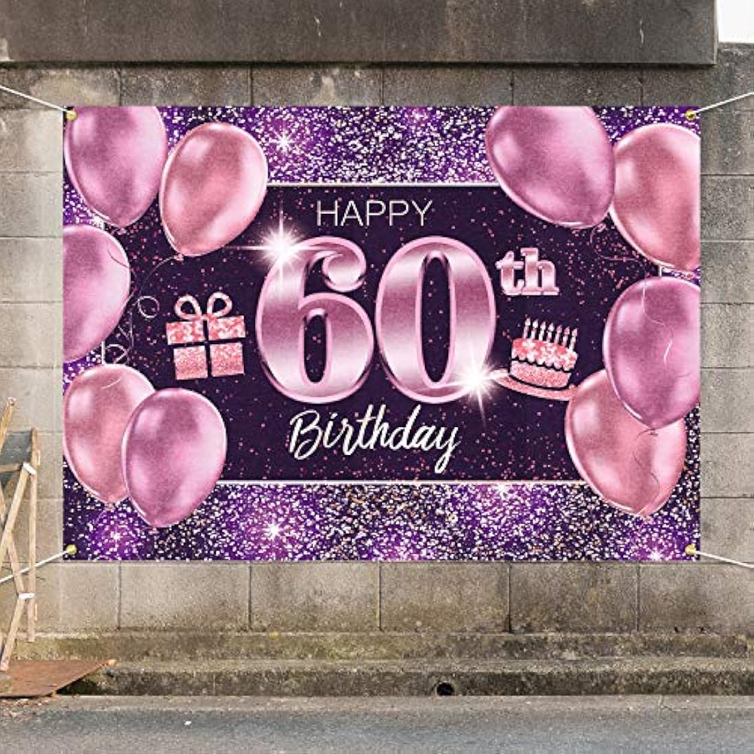 PAKBOOM pancarta grande rosa con texto en inglés