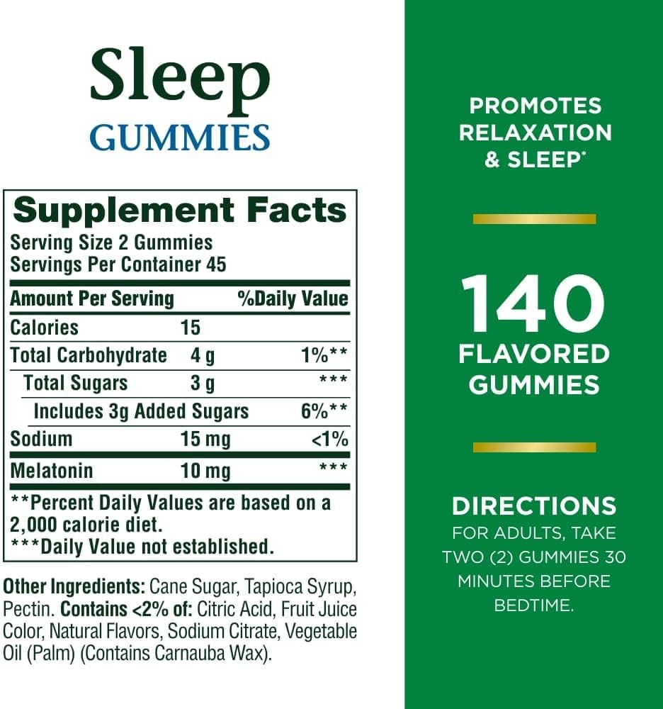 suplemento para dormir 100% Gomitas de de 10 mg 140 unidades