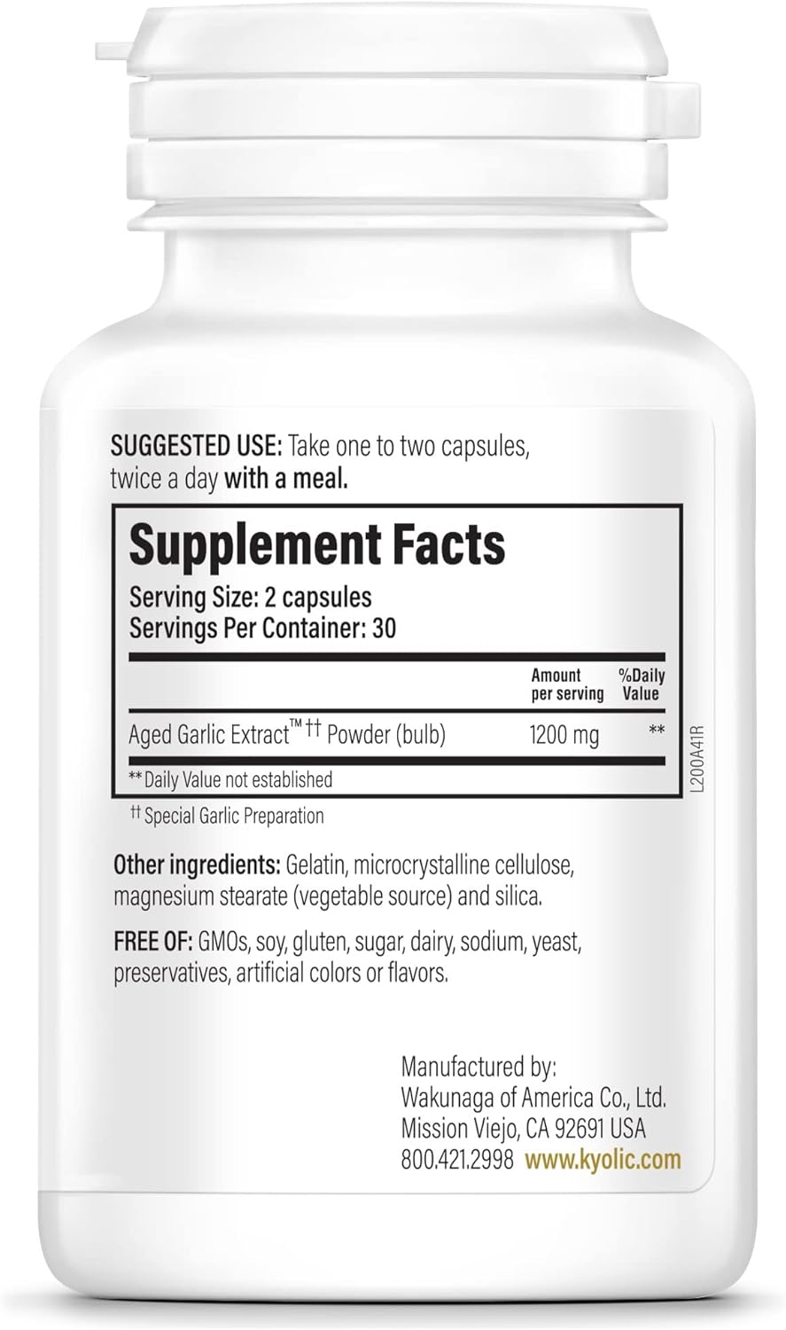 Extracto de Ajo Envejecido, Cardiovascular e Inmune, 60 Cápsulas