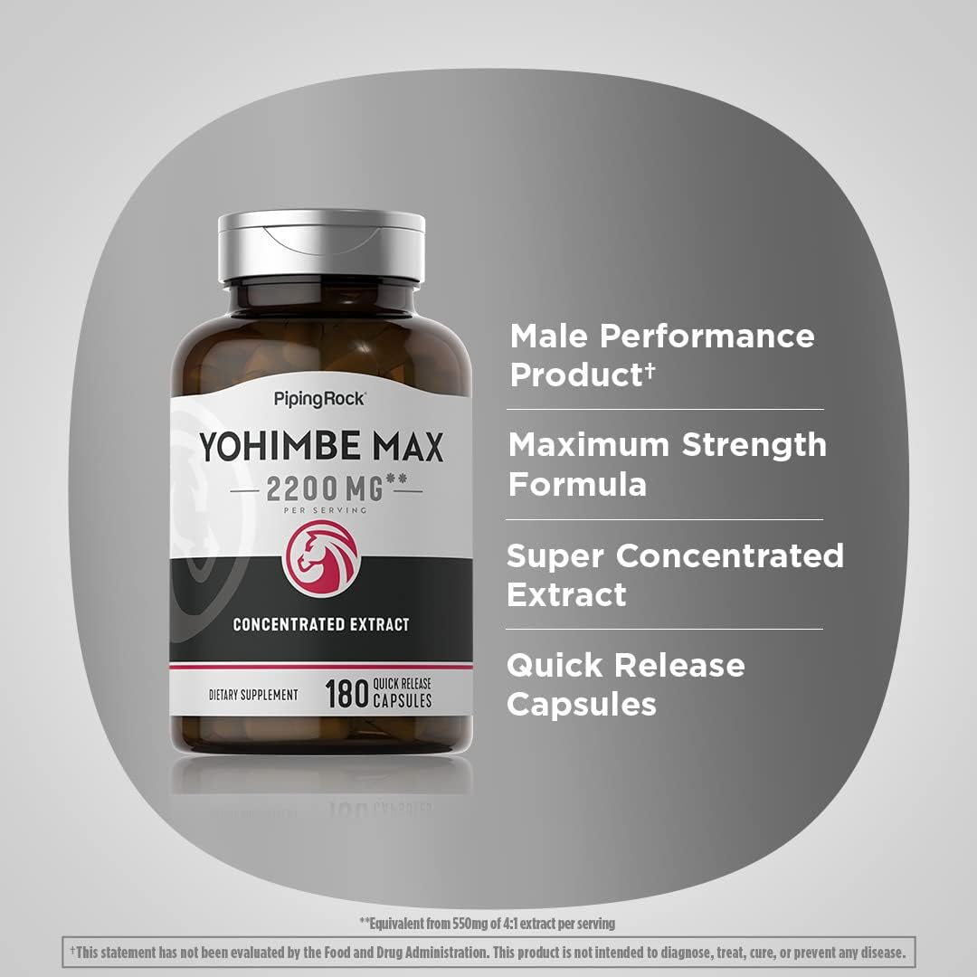 Suplemento Yohimbe Suplementos para hombres 2200 mg 180 cáp