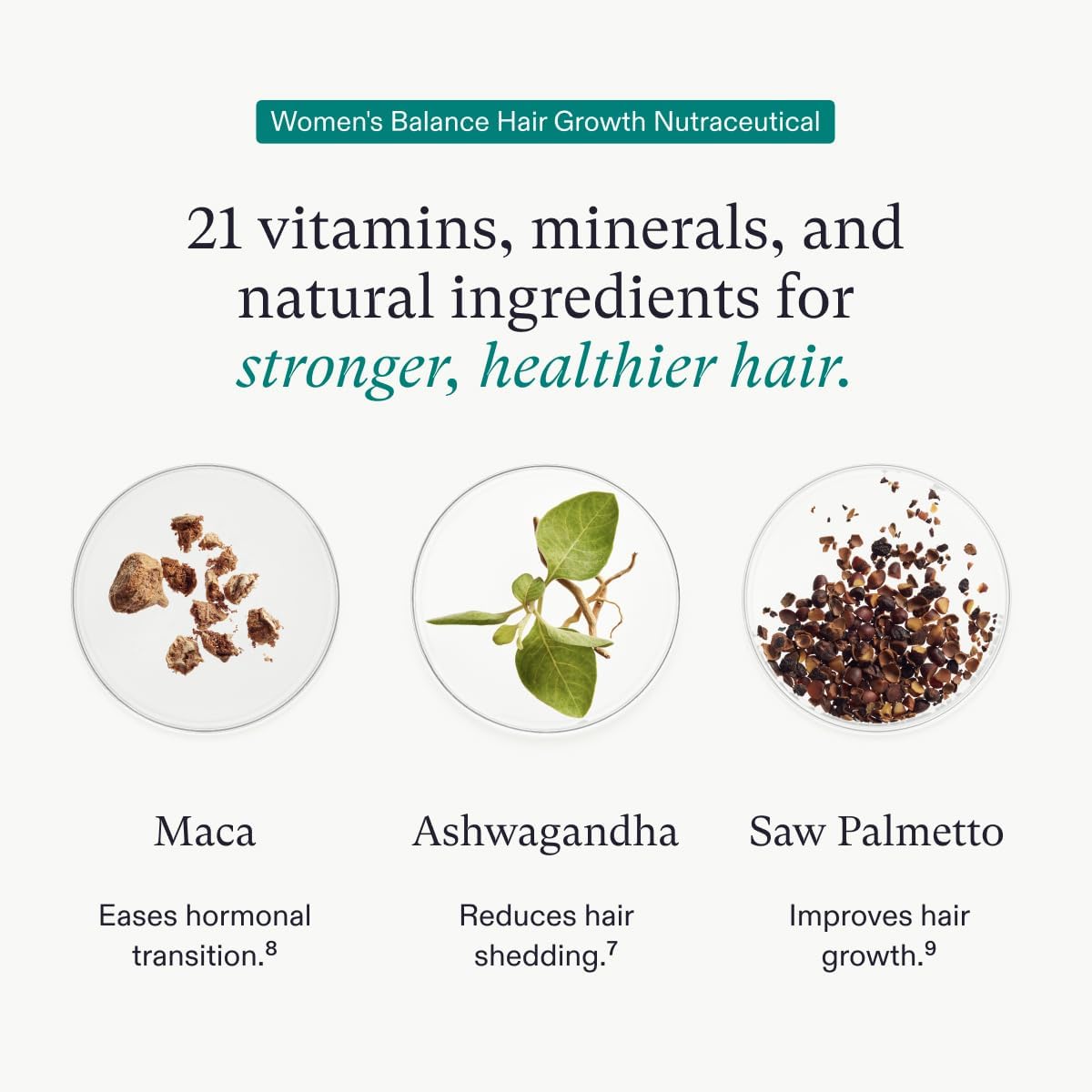 Suplemento y suero para el crecimiento del cabello para mujer 45+