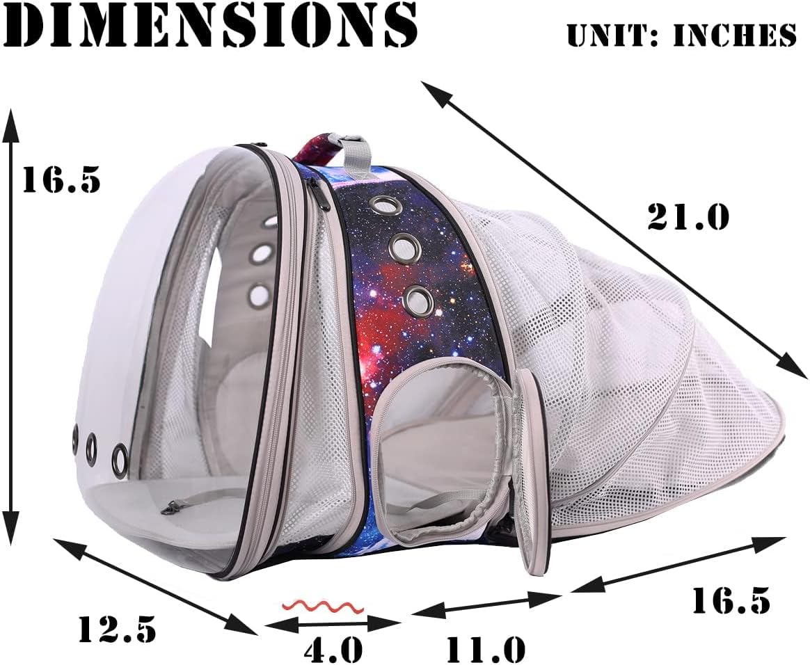 Mochila transportadora para gatos Galaxy Blue, apta hasta 20 lbs