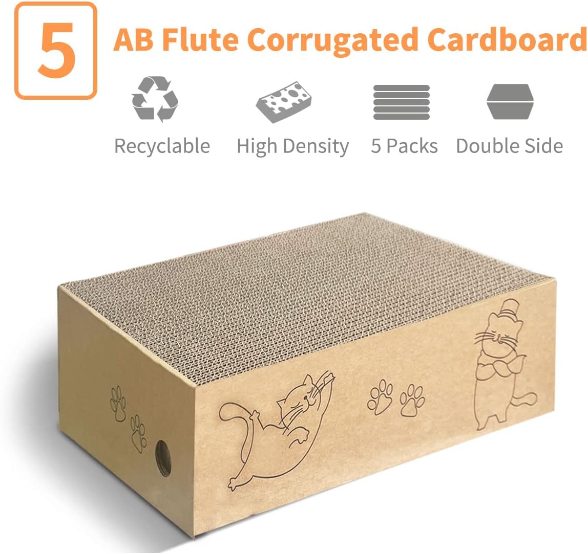 Caja de cartón rascador para gatos de interior 5 paquetes