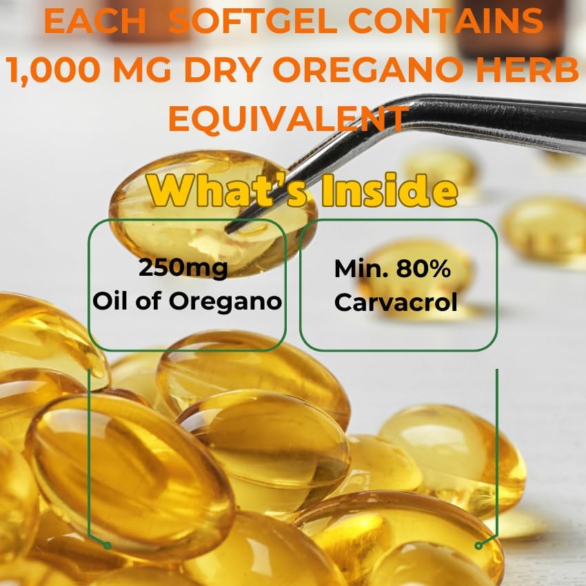Aceite de Orégano: Cápsulas de 250 mg con Carvacrol Natural