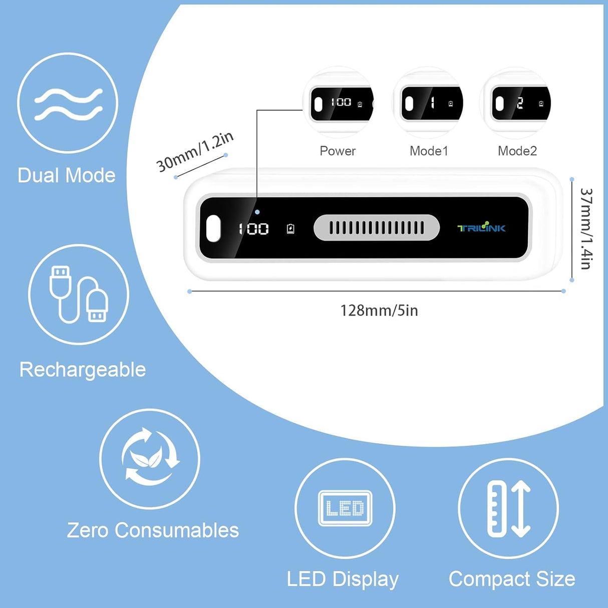 Desodorizador Mini USB, recargable, LED, más eficaz que bicarbonato