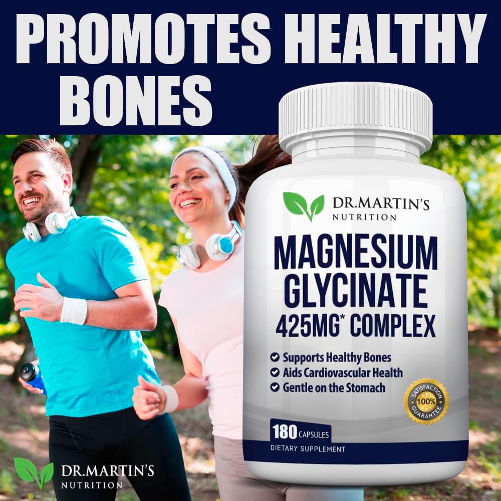 Magnesio Glycinato Premium 425mg - 180 Cápsulas Vegan