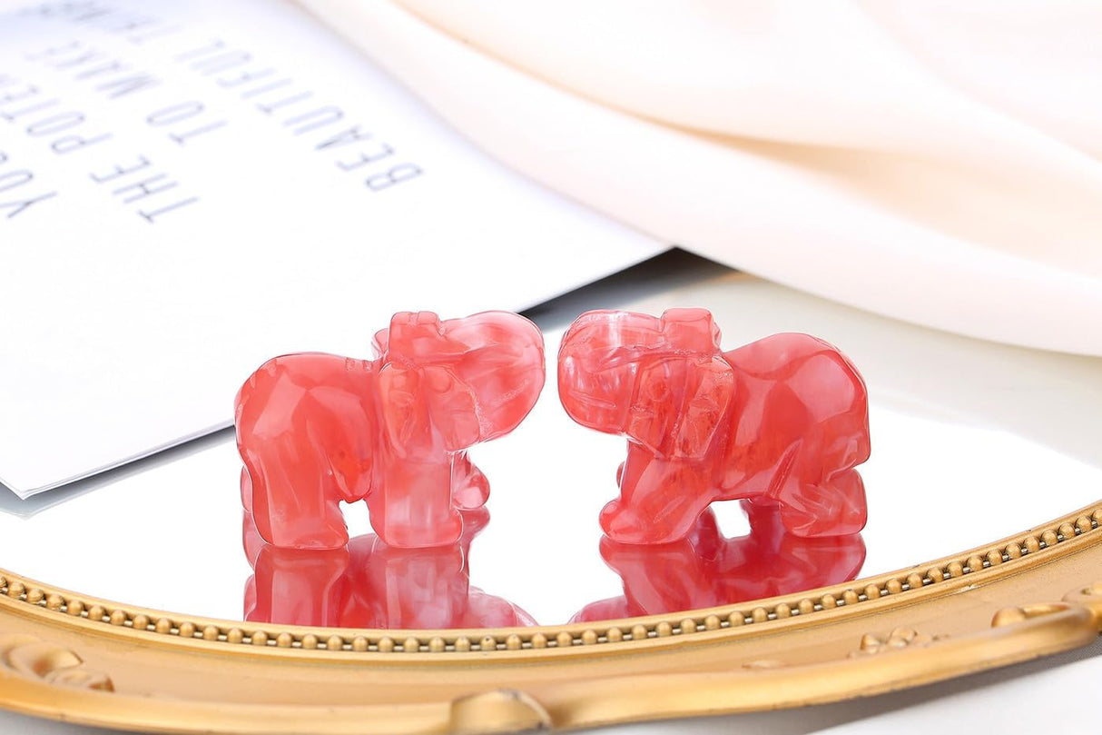 QINJIEJIE Decoración de elefante con cristales de cuarzo