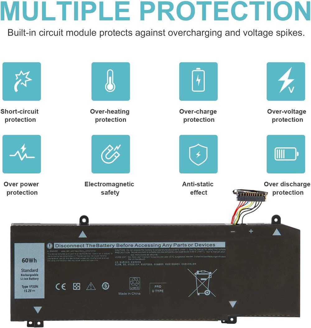 Batería 1F22N para Laptop Alienware y G5/G7, Modelos Varios