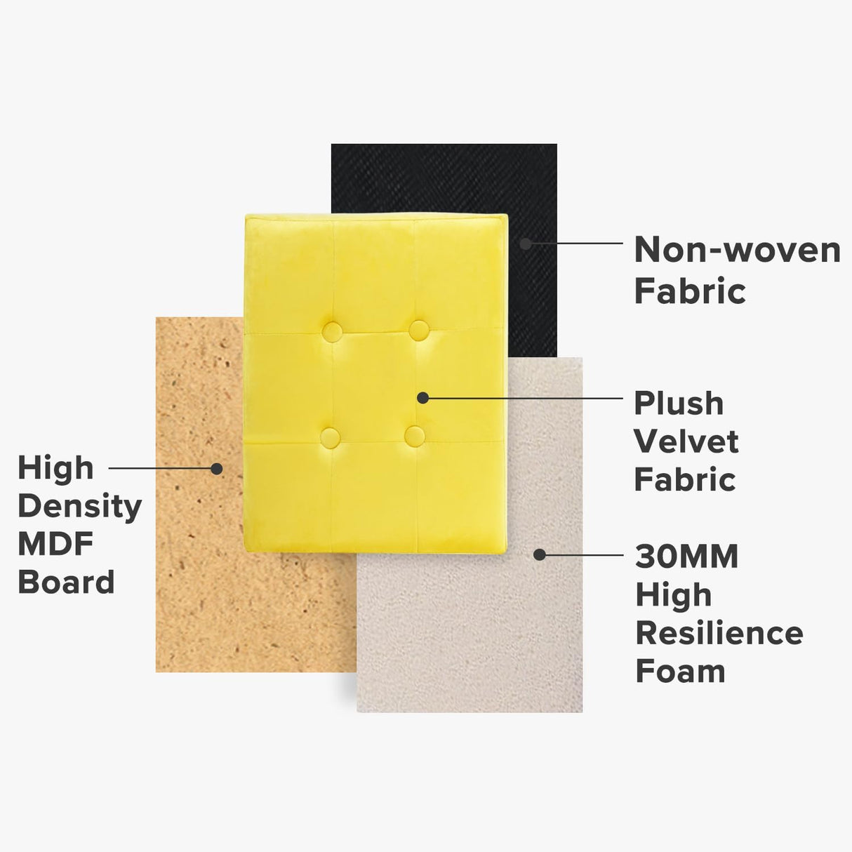 Ottomán de almacenamiento plegable con reposapiés y acolchado